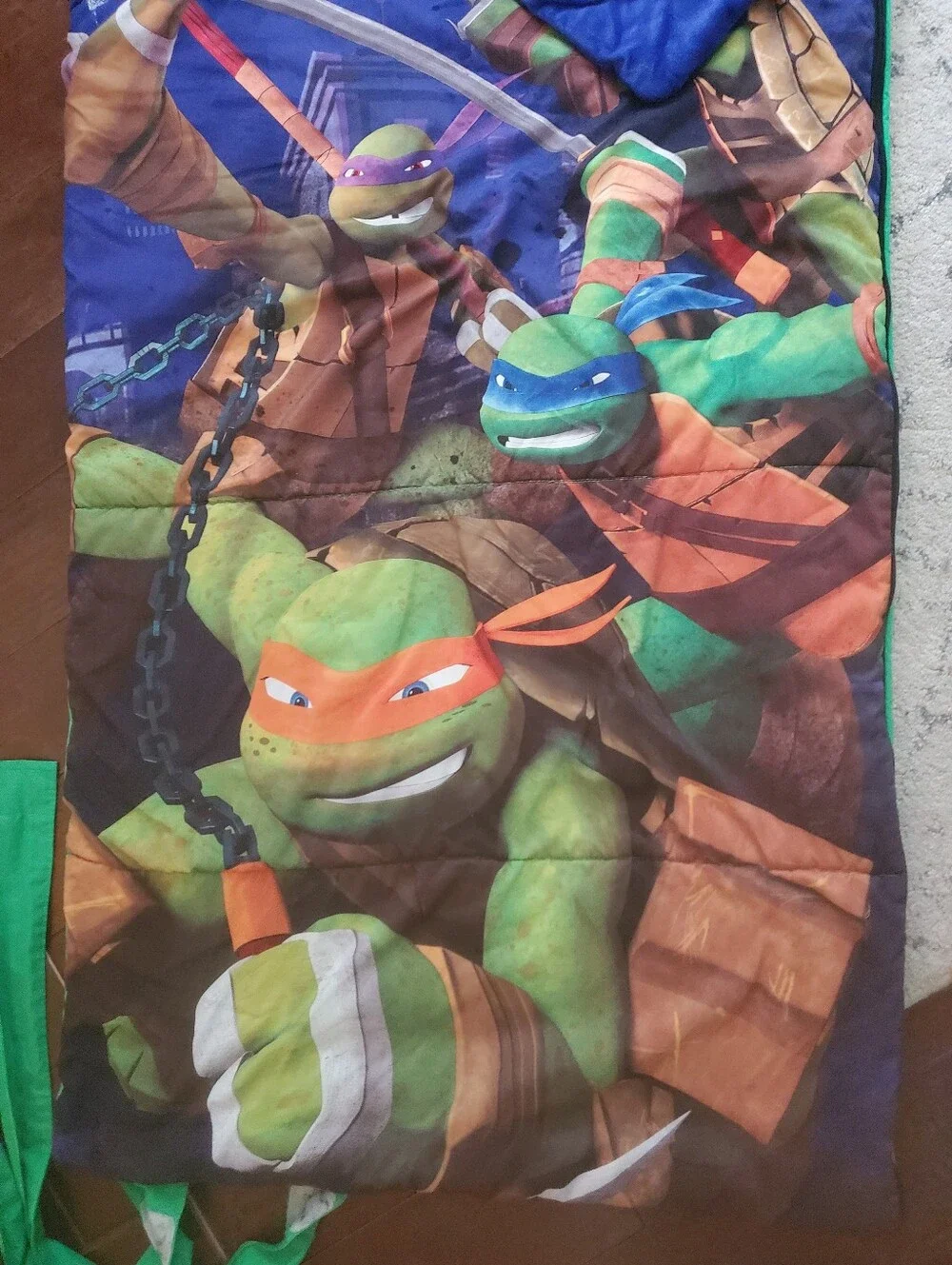Kids Sleeping Bag - Blue/Green Ninja Turtle
